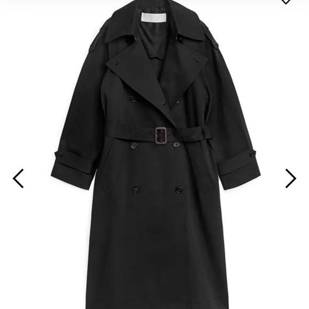 Arket S/S Linen Cotton Trenchcoat in Black size 34